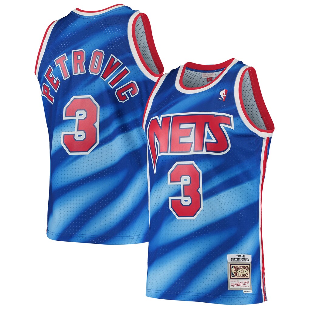 Men's New Jersey Nets Drazen Petrovic Mitchell & Ness Blue 1990/91 Hardwood Classics Swingman Jersey - Jersey