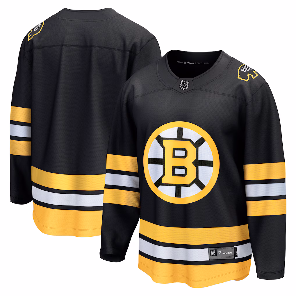 Men's Boston Bruins Fanatics Black Anniversary Home Breakaway Jersey - Jersey