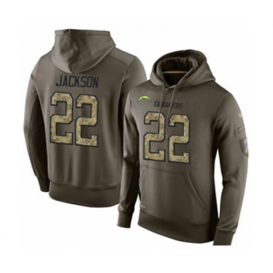 Football Los Angeles Chargers #22 Justin Jackson Green Salute To Service Men's Pullover Hoodie - Jersey