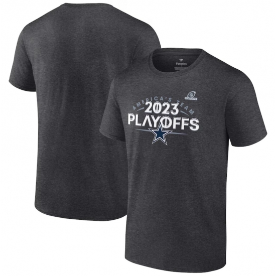 Men's Dallas Cowboys Heather Charcoal 2023 Playoffs T-Shirt - Jersey