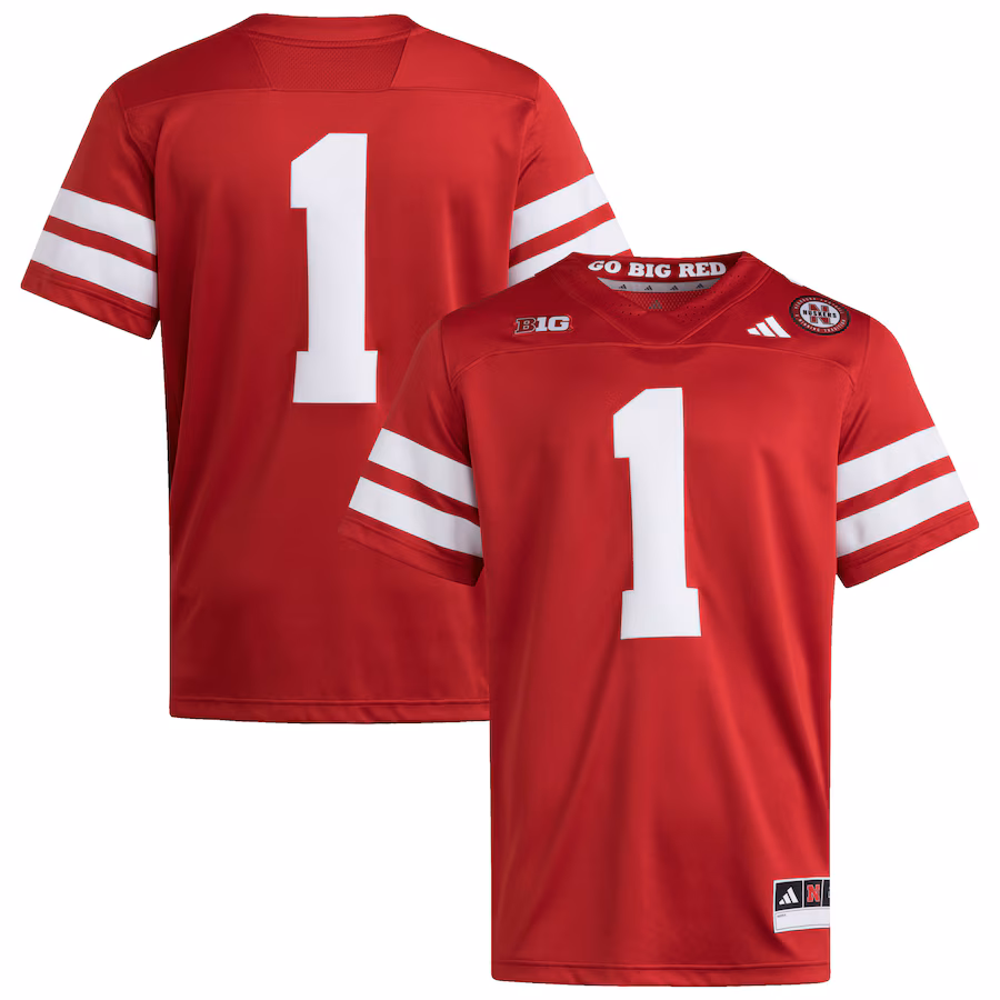 Men's adidas #1 Scarlet Nebraska Huskers Premier Jersey - Jersey