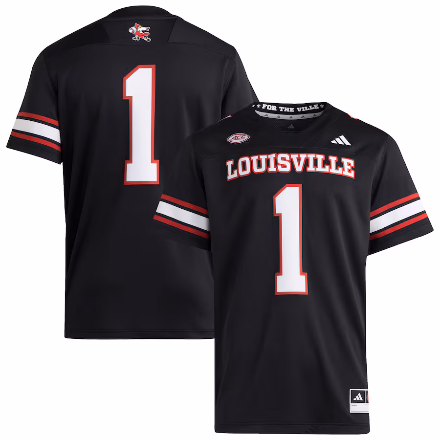 Men's adidas #1 Black Louisville Cardinals Premier Strategy Jersey - Jersey