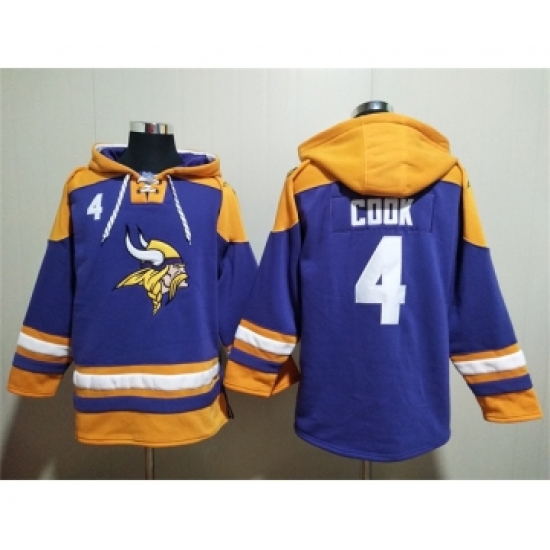 Men's Minnesota Vikings #4 Dalvin Cook Purple Yellow Ageless Must-Have Lace-Up Pullover Hoodie - Jersey
