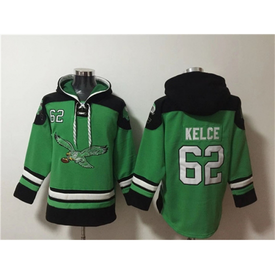 Mens Philadelphia Eagles #62 Jason Kelce Green Ageless Must-Have Lace-Up Pullover Hoodie - Jersey