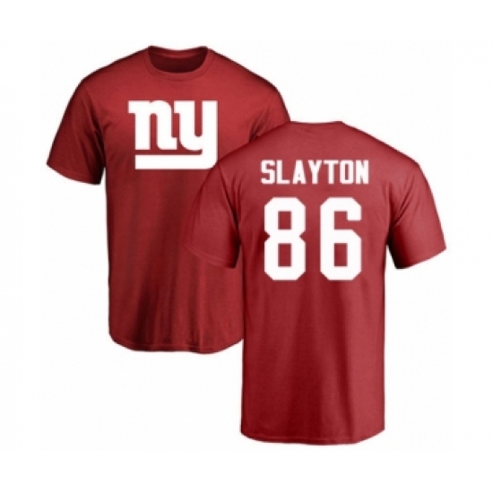 Football New York Giants #86 Darius Slayton Red Name & Number Logo T-Shirt - Jersey