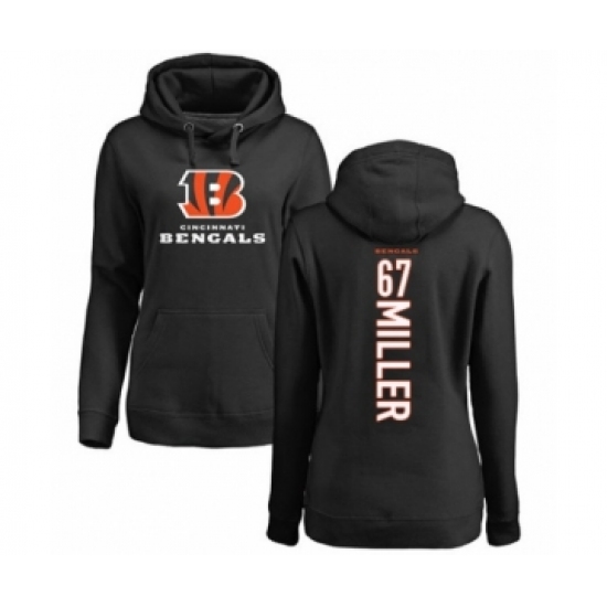 Football Women's Cincinnati Bengals #67 John Miller Black Backer Pullover Hoodie - Jersey
