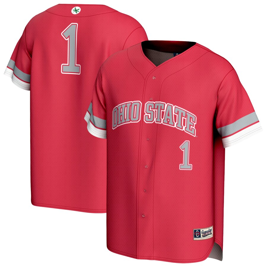 Unisex GameDay Greats #1 Scarlet Ohio State Buckeyes Lightweight Collegiate Baseball Fashion Jersey - Jersey