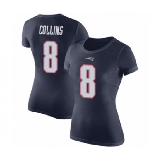 Football Women's New England Patriots #8 Jamie Collins Navy Blue Rush Pride Name & Number T-Shirt - Jersey