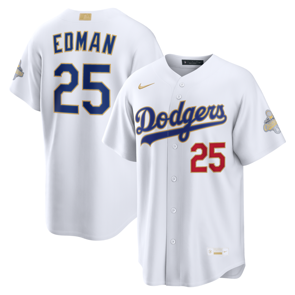 Men's Los Angeles Dodgers Tommy Edman Nike White 2026 Gold Collection Stadium Jersey - Jersey