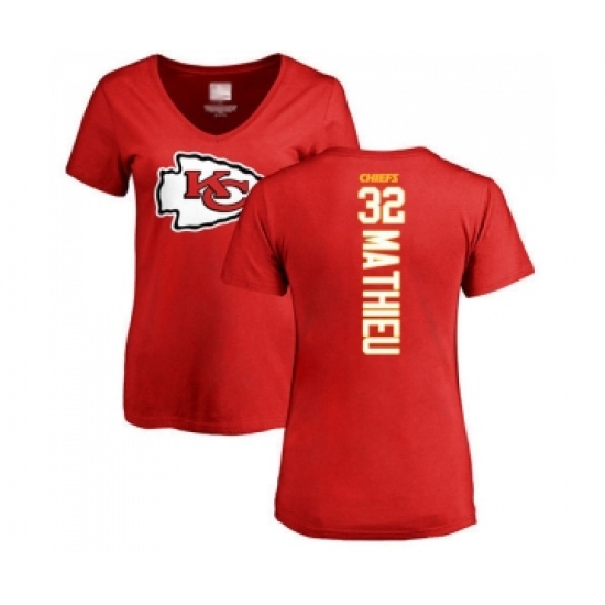 Football Women's Kansas City Chiefs #32 Tyrann Mathieu Red Backer T-Shirt - Jersey