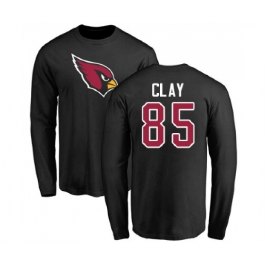 Football Arizona Cardinals #85 Charles Clay Black Name & Number Logo Long Sleeve T-Shirt - Jersey