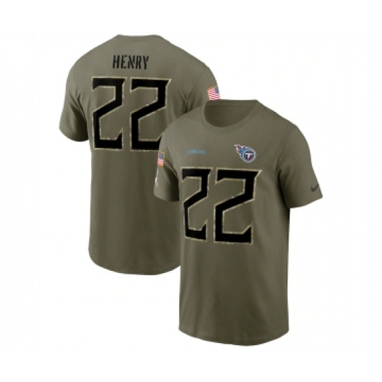 Men's Tennessee Titans #22 Derrick Henry 2022 Olive Salute to Service T-Shirt - Jersey