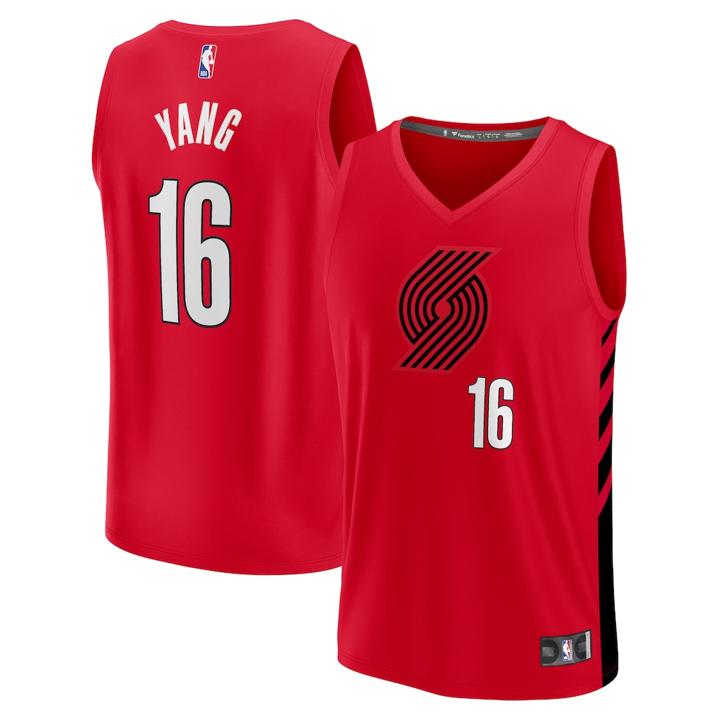 Men's Portland Trail Blazers Yang Hansen Fanatics Red Fast Break Replica Jersey - Statement Edition - Jersey