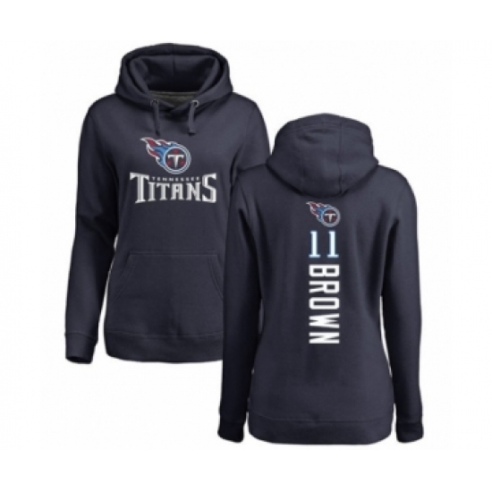 Football Women's Tennessee Titans #11 A.J. Brown Navy Blue Backer Pullover Hoodie - Jersey