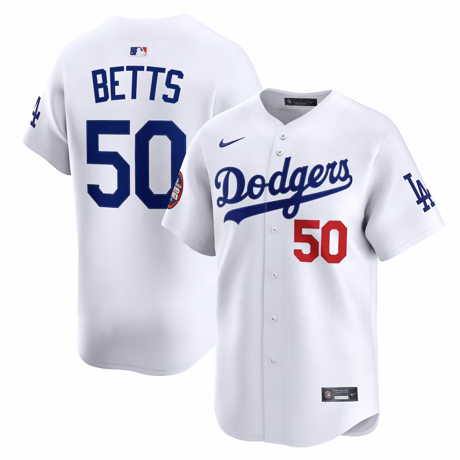 Men's Los Angeles Dodgers Mookie Betts Nike White 2025 MLB World Tour: Tokyo Series Home Limited Player Jersey - Jersey