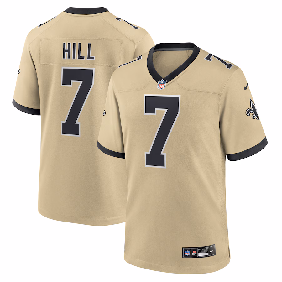 Men's New Orleans Saints Taysom Hill Nike Gold Gameday Golds Alternate Game Player Jersey - Jersey