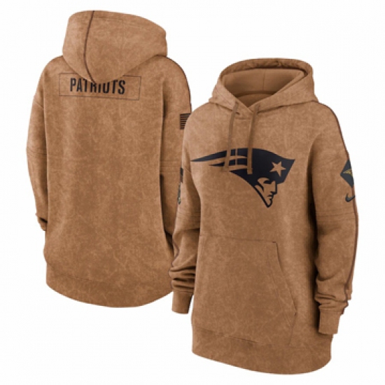 Women's New England Patriots Nike Brown 2023 Salute to Service Pullover Hoodie - Jersey