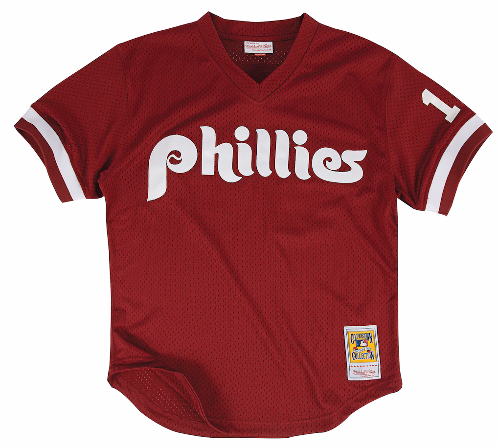 Men's Philadelphia Phillies Darren Daulton Mitchell & Ness Scarlet Authentic Batting Practice Jersey - Jersey