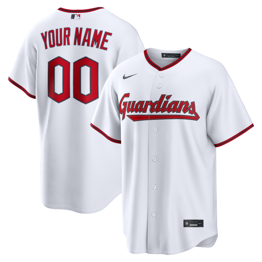 Men's Cleveland Guardians Nike White Home Replica Custom Jersey - Jersey