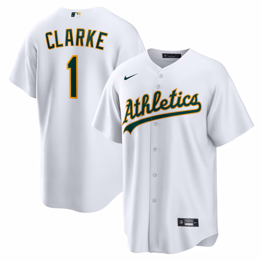 Men's Athletics Denzel Clarke Nike White Home Replica Jersey - Jersey