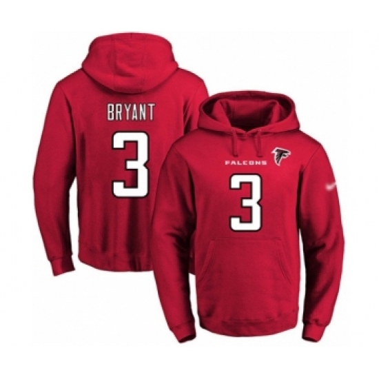 Football Men's Atlanta Falcons #3 Matt Bryant Red Name & Number Pullover Hoodie - Jersey