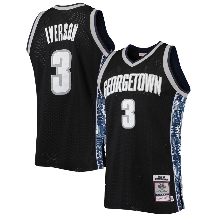 Men's Mitchell & Ness Allen Iverson Black Georgetown Hoyas 1995/96 Authentic Throwback Jersey - Jersey