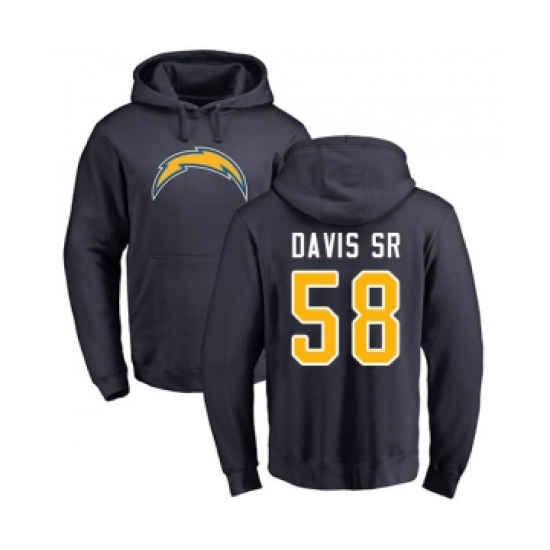 Football Los Angeles Chargers #58 Thomas Davis Sr Navy Blue Name & Number Logo Pullover Hoodie - Jersey