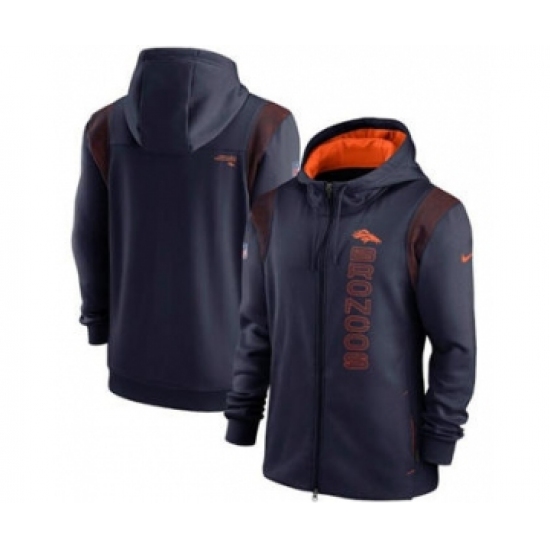 Men's Denver Broncos 2021 Navy Sideline Team Performance Full-Zip Hoodie - Jersey