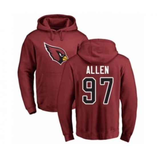Football Arizona Cardinals #97 Zach Allen Maroon Name & Number Logo Pullover Hoodie - Jersey