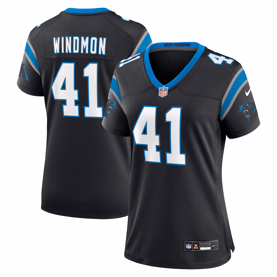 Women's Carolina Panthers Jacoby Windmon Nike Black Team Game Jersey - Jersey