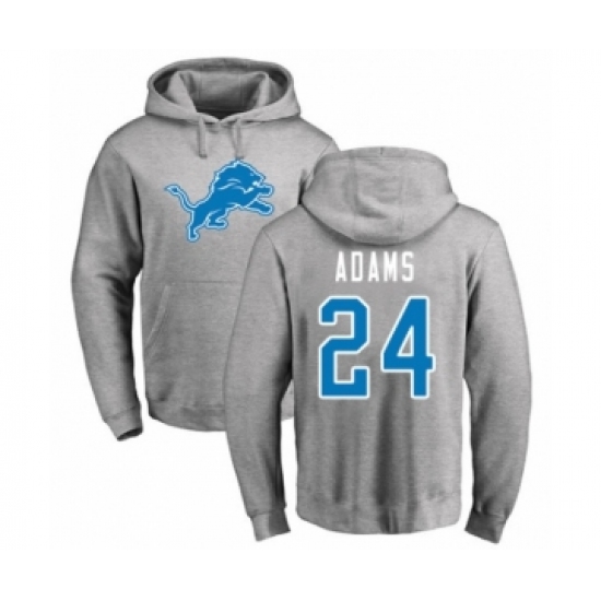 Football Detroit Lions #24 Andrew Adams Ash Name & Number Logo Pullover Hoodie - Jersey