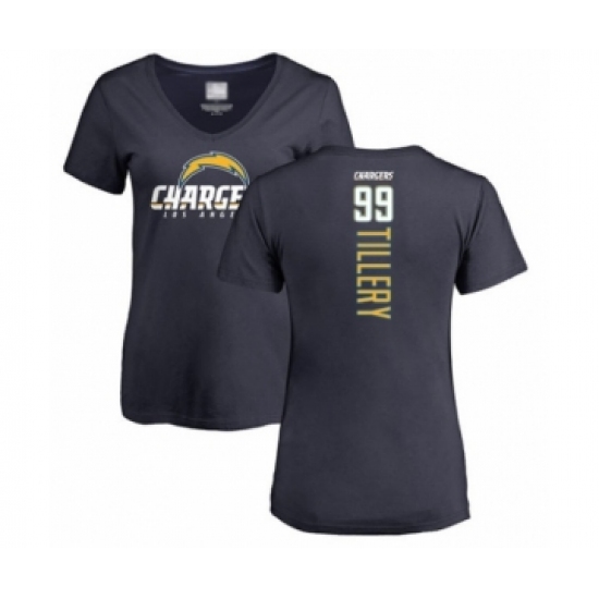Football Women's Los Angeles Chargers #99 Jerry Tillery Navy Blue Backer T-Shirt - Jersey