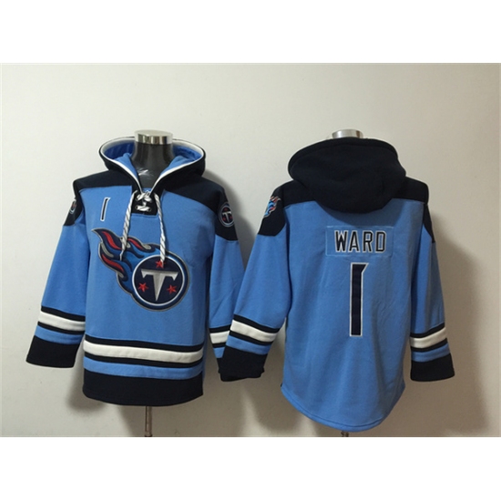 Men's Tennessee Titans #1 Cameron Ward Blue Lace-Up Pullover Hoodie - Jersey