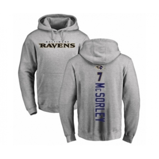 Football Baltimore Ravens #7 Trace McSorley Ash Backer Pullover Hoodie - Jersey
