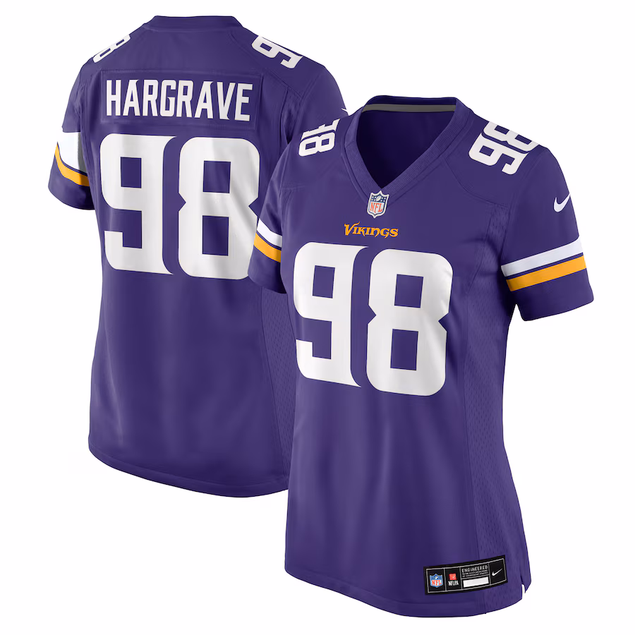 Women's Minnesota Vikings Javon Hargrave Nike Purple Team Game Jersey - Jersey