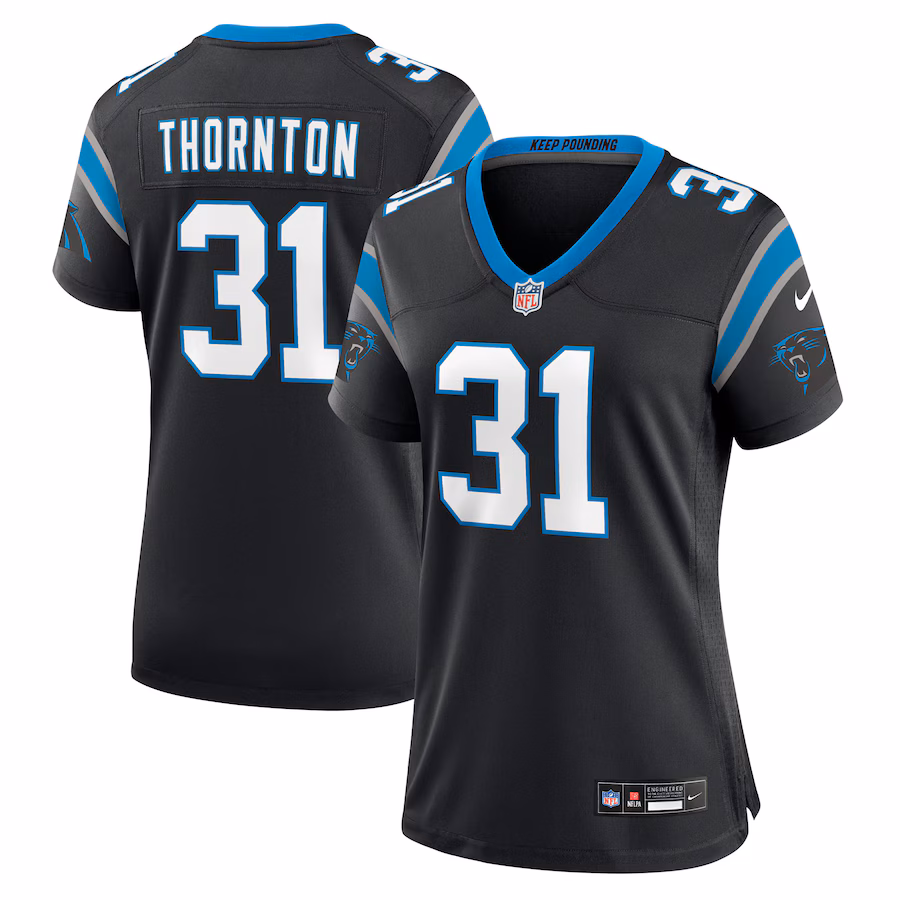 Women's Carolina Panthers Corey Thornton Nike Black Team Game Jersey - Jersey