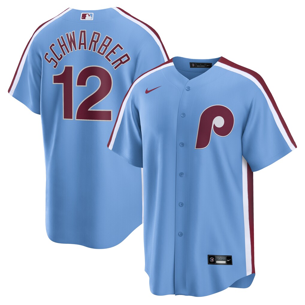 Men's Philadelphia Phillies Kyle Schwarber Nike Light Blue Alternate, 1st Replica Jersey - Jersey