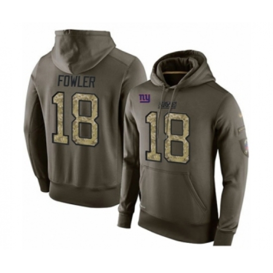 Football Men's New York Giants #18 Bennie Fowler Green Salute To Service Pullover Hoodie - Jersey
