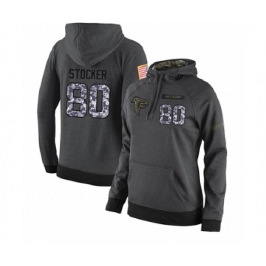 Football Women's Atlanta Falcons #80 Luke Stocker Stitched Black Anthracite Salute to Service Player Performance Hoodie - Jersey