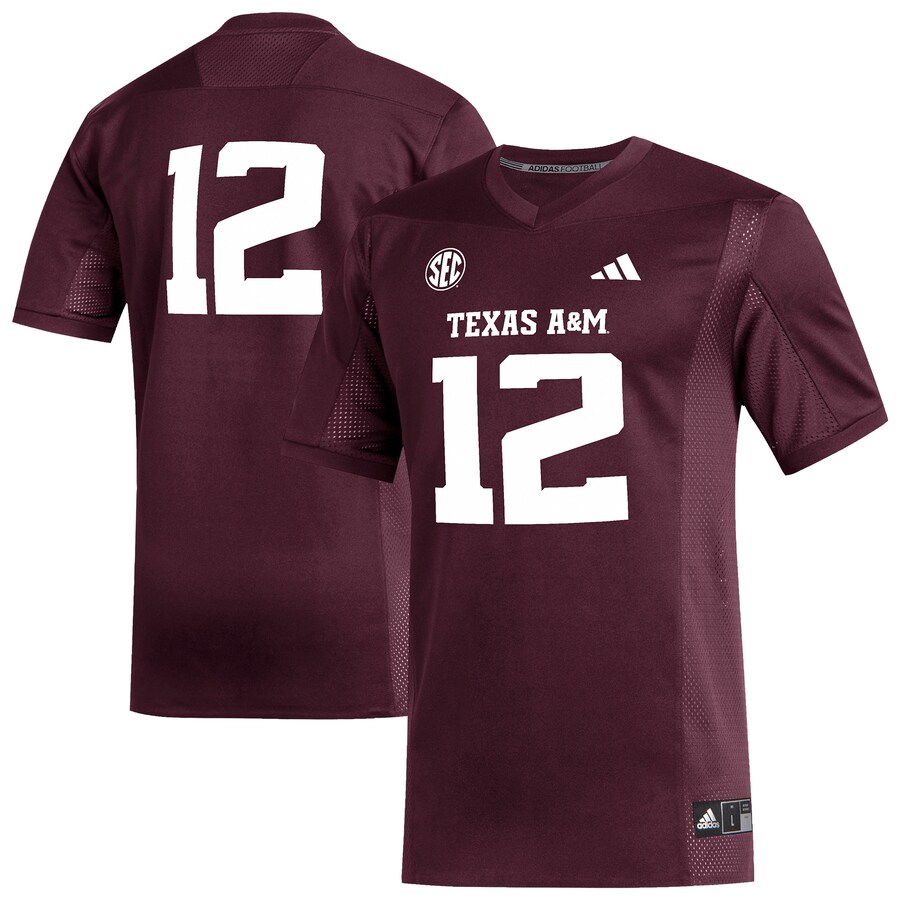 Men's adidas #12 Maroon Texas A&M Aggies Replica Football Jersey - Jersey