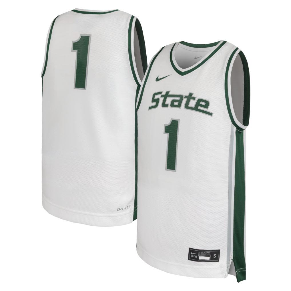 Youth Nike #1 White Michigan State Spartans Alternate Replica Basketball Jersey - Jersey