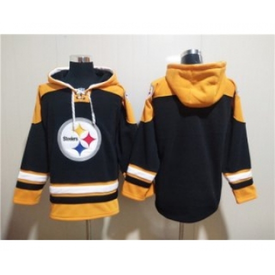Men's Pittsburgh Steelers Bank Black Ageless Must-Have Lace-Up Pullover Hoodie - Jersey
