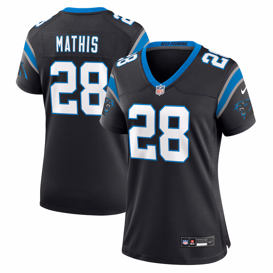 Women's Carolina Panthers Damarri Mathis Nike Black Team Game Jersey - Jersey