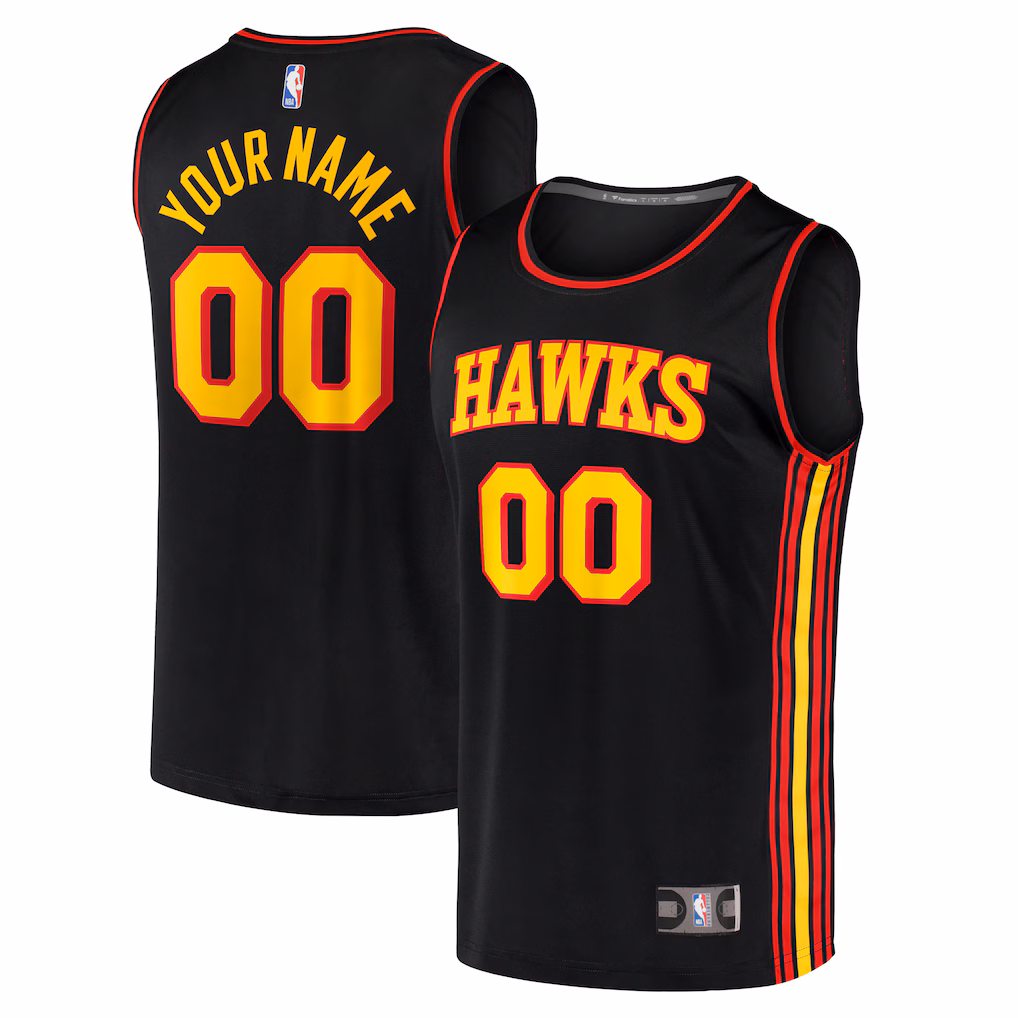 Youth Atlanta Hawks Fanatics Black Fast Break Replica Custom Jersey - Statement Edition - Jersey