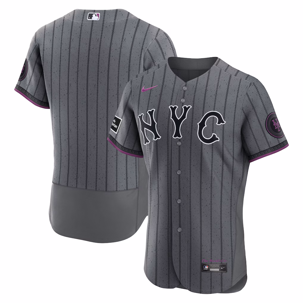 Men's New York Mets Nike Gray City Connect Authentic Sponsor Patch Jersey - Jersey