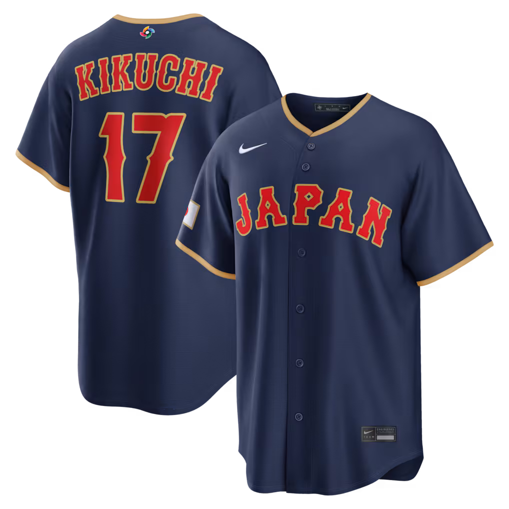 Men's Japan Baseball Yusei Kikuchi Nike Navy 2026 World Baseball Classic Road Stadium Jersey - Jersey