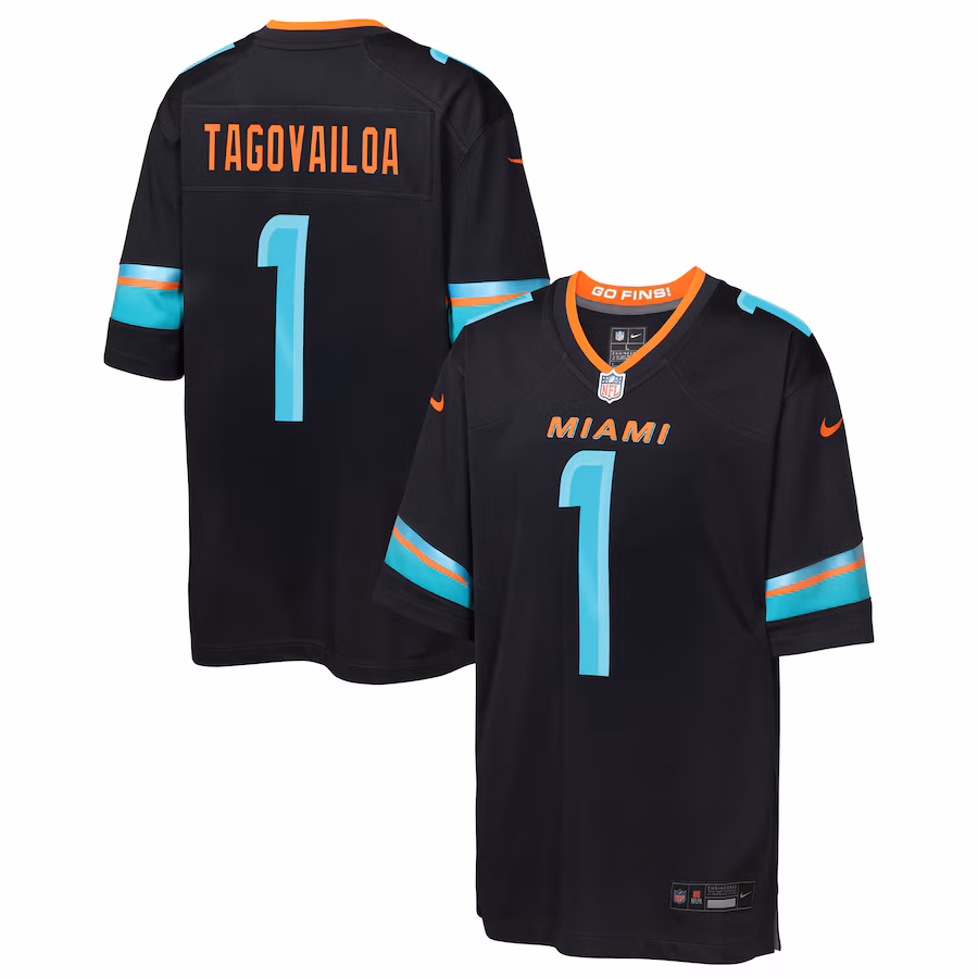 Youth Miami Dolphins Tua Tagovailoa Nike Pitch Blue 2025 Rivalries Collection Game Jersey - Jersey