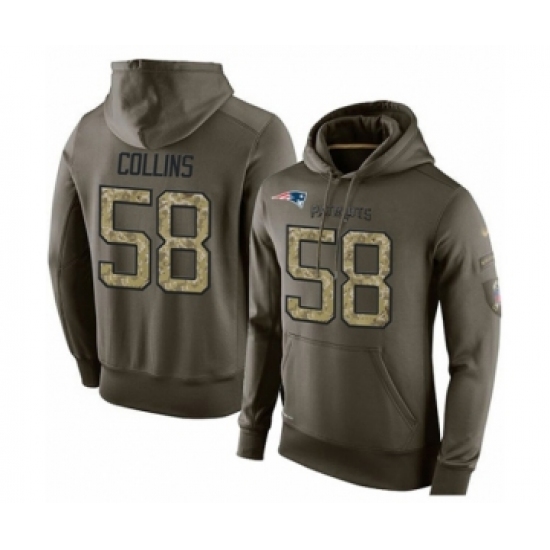 Football New England Patriots #58 Jamie Collins Green Salute To Service Men's Pullover Hoodie - Jersey