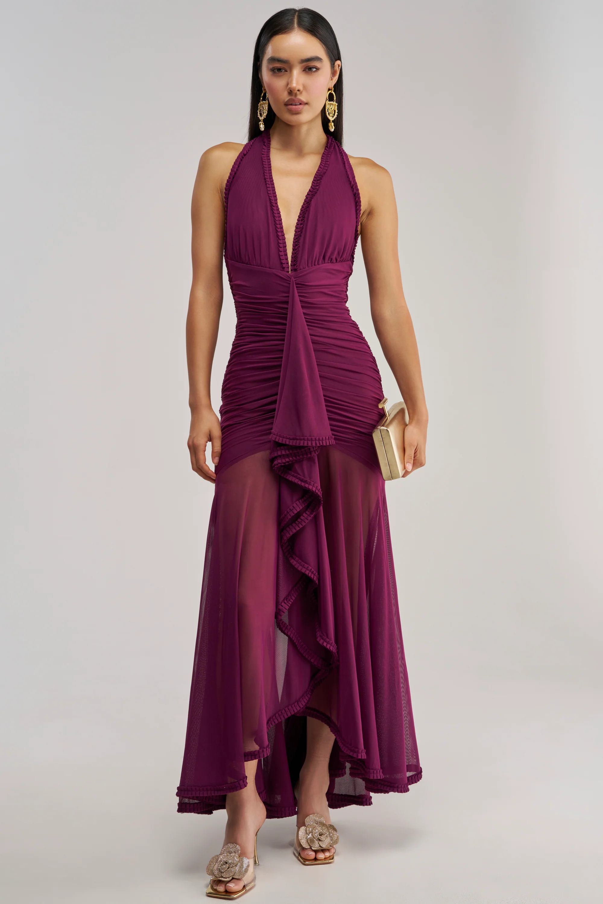 SWEET SUNSET MESH MAXI DRESS IN PLUM - Akira Wear