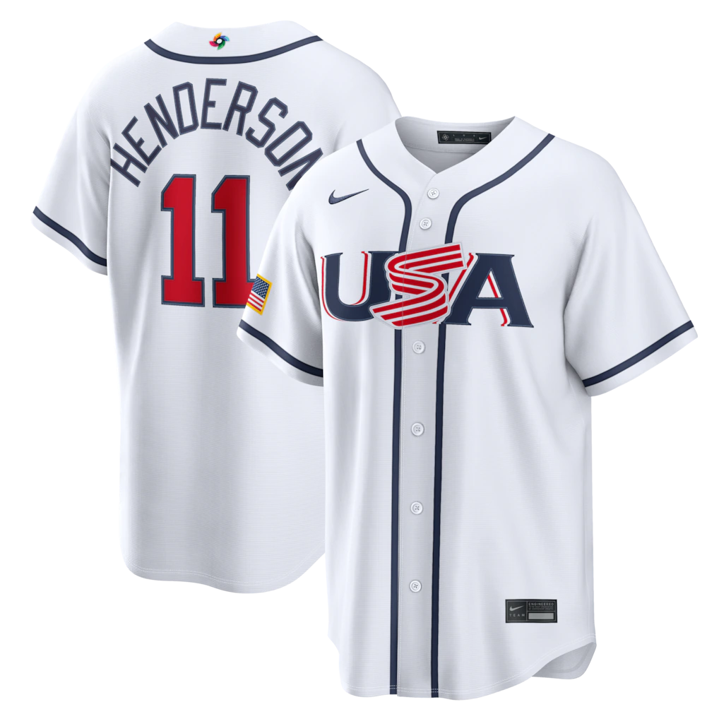 Men's USA Baseball Gunnar Henderson Nike White 2026 World Baseball Classic Home Stadium Jersey - Jersey